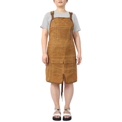 Long Heavy Duty Waxed Canvas Tool Apron, Carpenter Aprons, Woodworking Aprons, Carpenters Water-Resistant 18 Oz ,Fully Adjustable to Comfortably Fit Men and Women