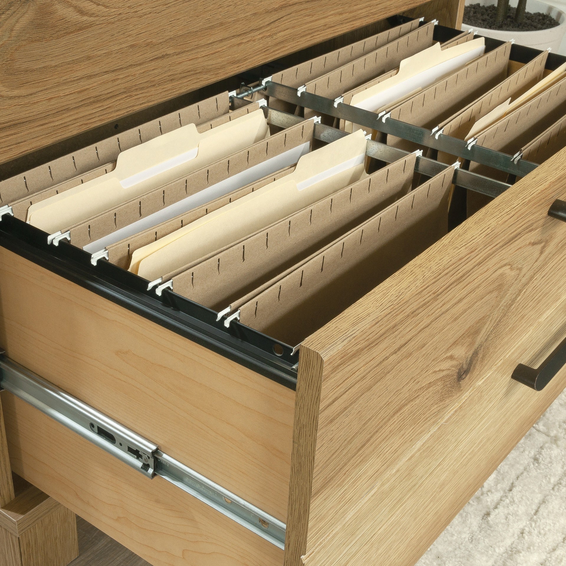 Lateral File with Practical Storage, Brown finish