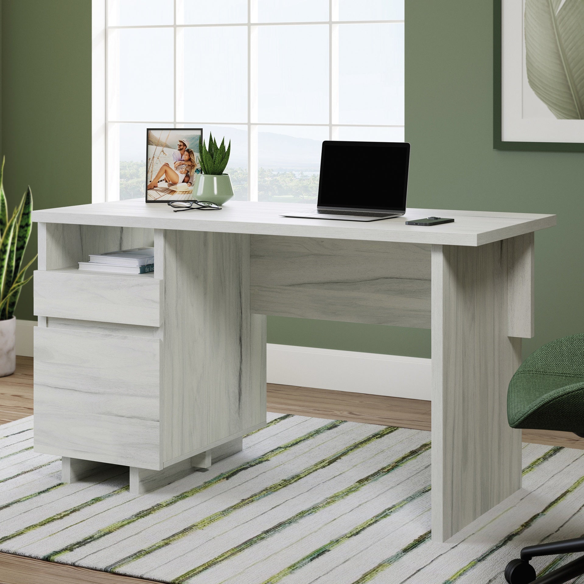 Desk with File Drawer, White finish