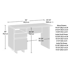 Desk with File Drawer, White finish