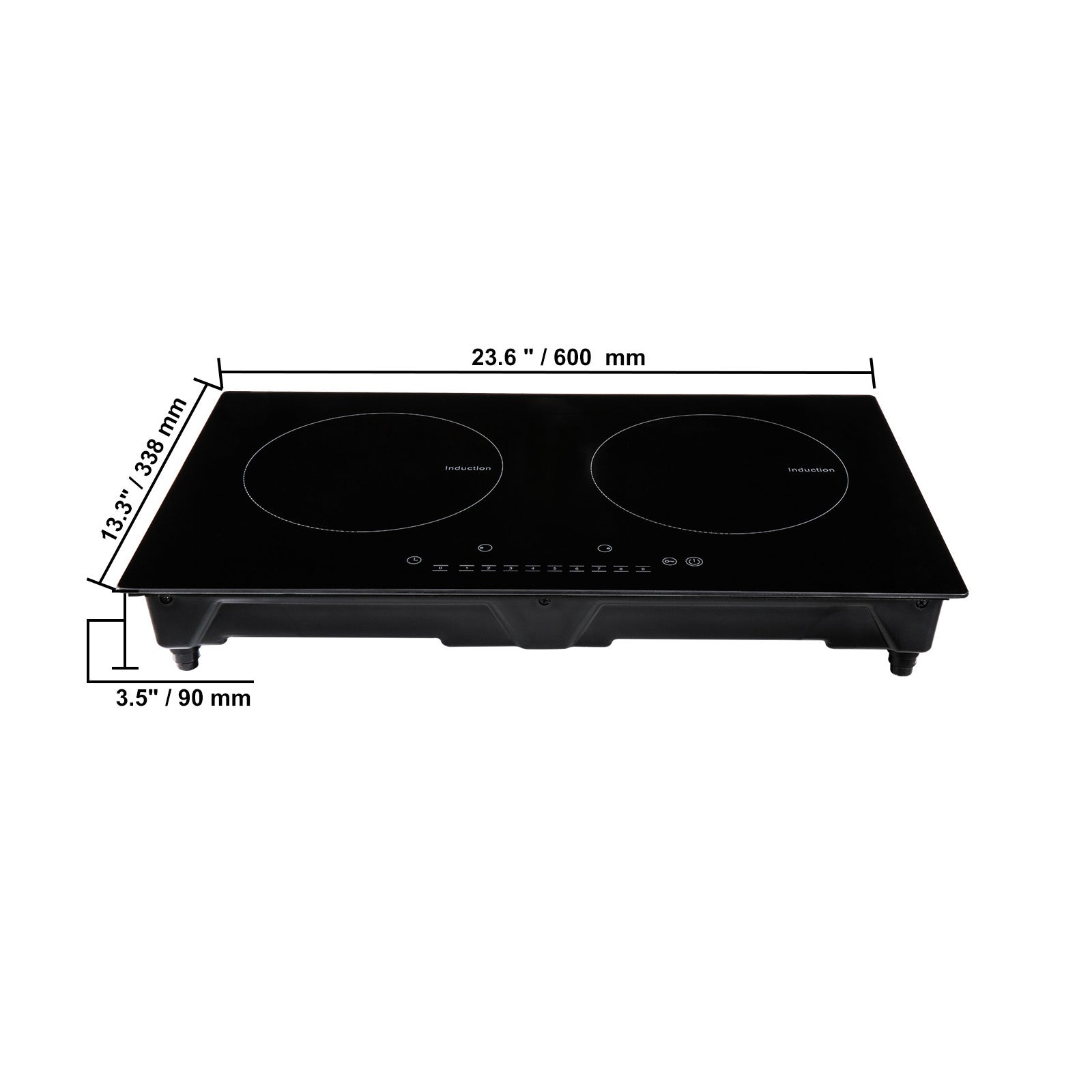 Electric Cooktop, 2 Burners, 24'' Induction Stove Top, Built-in Magnetic Cooktop 1800W, 9 Heating Level Multifunctional Burner, LED Touch Screen w/ Child Lock & Over-Temperature Protection
