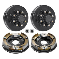 Trailer Hub Drum Kits 8 on 6.5" B.C. with 12" x 2" Electric Brakes, Self-Adjusting Trailer Brake Assembly for 7000 lbs Axle, 5-Hole Mounting, Backing Plates for Brake System Part Replacement