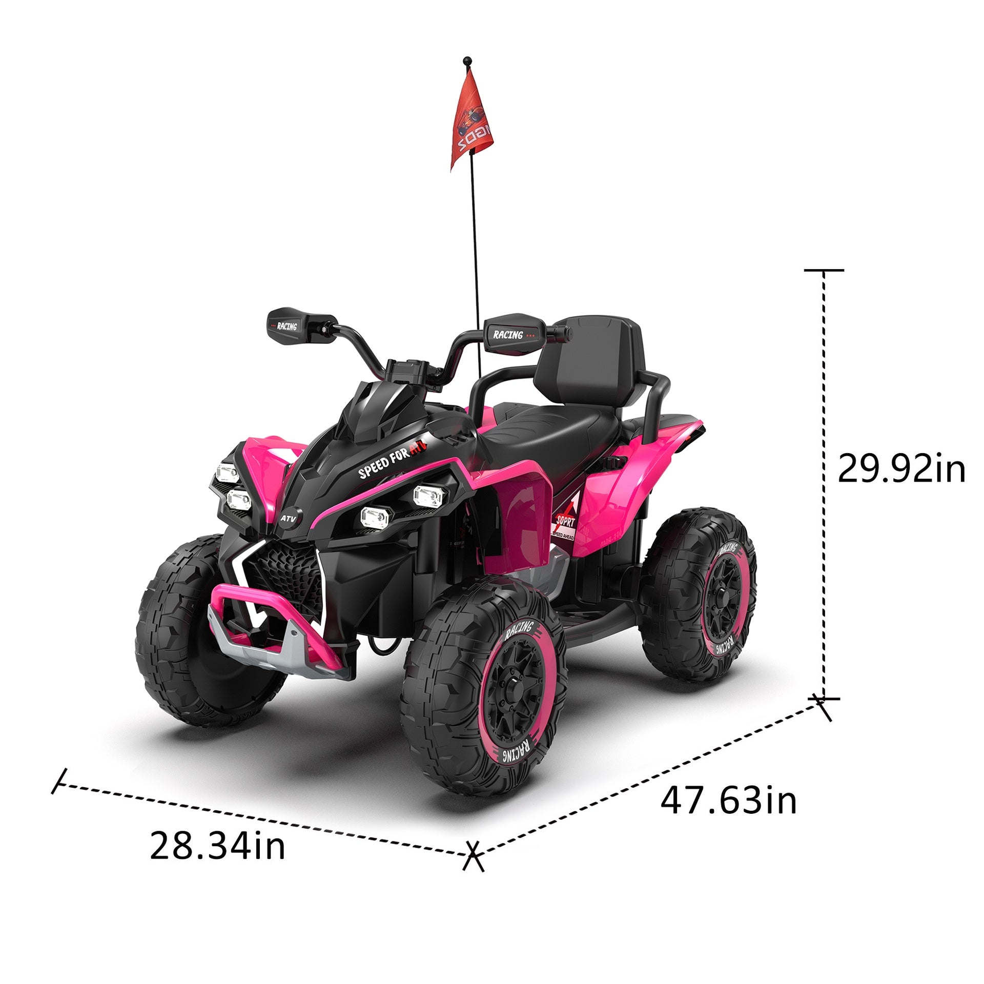 24V Kids Ride On Electric XXXL ATV W/parents Control,Four-wheel shock absorber,English storytelling function,Music,Lights,USB,MP3,Power display,Bluetooth,speeds of 1.24-3.73MPH For Kids Aged 3-12.