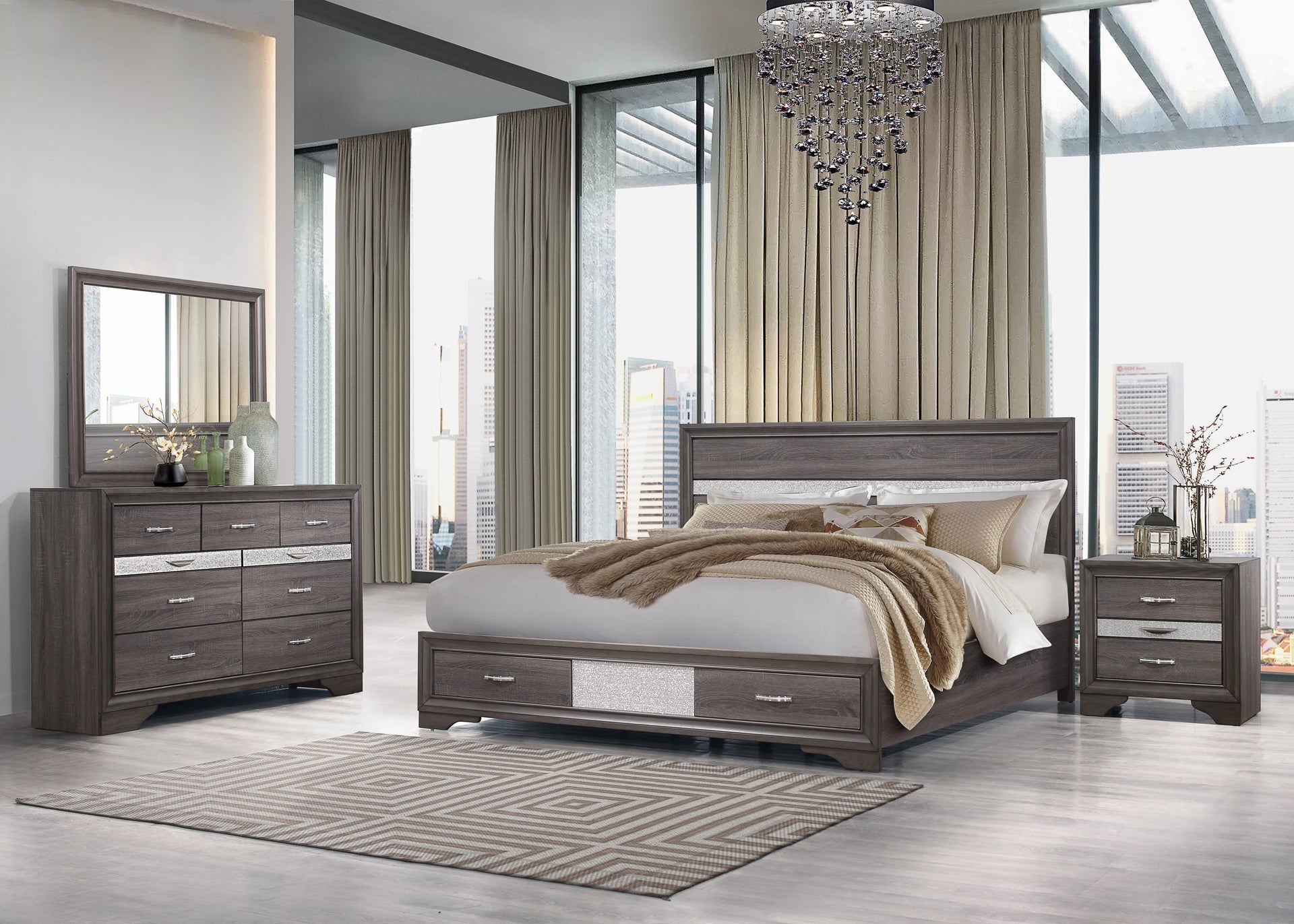 RYDER SPARKLE GREY NIGHTSTAND