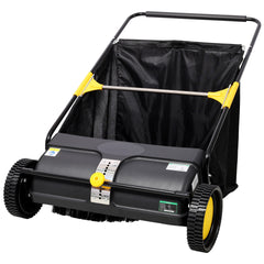 Hand Push Lawn Sweeper, 26 Inch Leaf & Grass Collector  7 cu. ft Hopper Bag Capacity. with Adjustable Brush Height