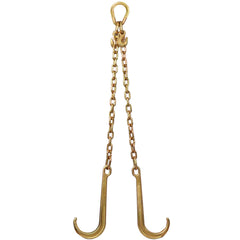 5/16''x2' G70 J Hook Tow Chain V Bridle with Large Shank J Hooks and Grab Hooks,Flatbed Truck Trailer Safety Tow Chain 4700 lbs Working Load Limit