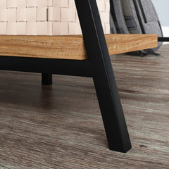 Modern Computer Desk With Hutch, Brown finish