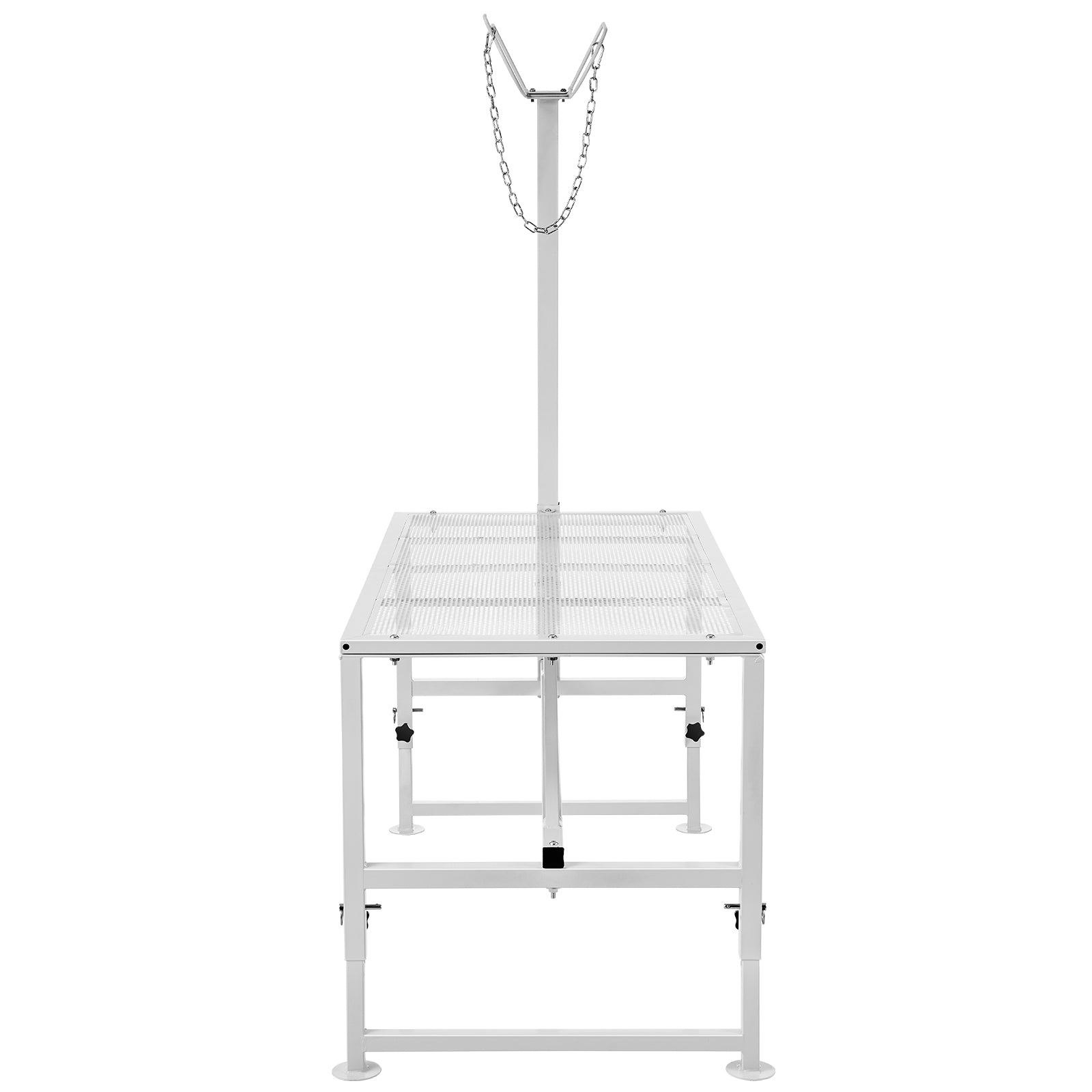 Goat & Sheep Stand, 51x23 inch Livestock Stand, Metal Livestock Milking and Shearing Stand 21" to 33" Adjustable Height, with Headpiece and Nose Loop, 500lbs Loading Weight, White