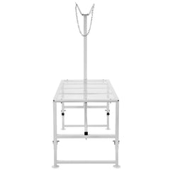 Goat & Sheep Stand, 51x23 inch Livestock Stand, Metal Livestock Milking and Shearing Stand 21" to 33" Adjustable Height, with Headpiece and Nose Loop, 500lbs Loading Weight, White