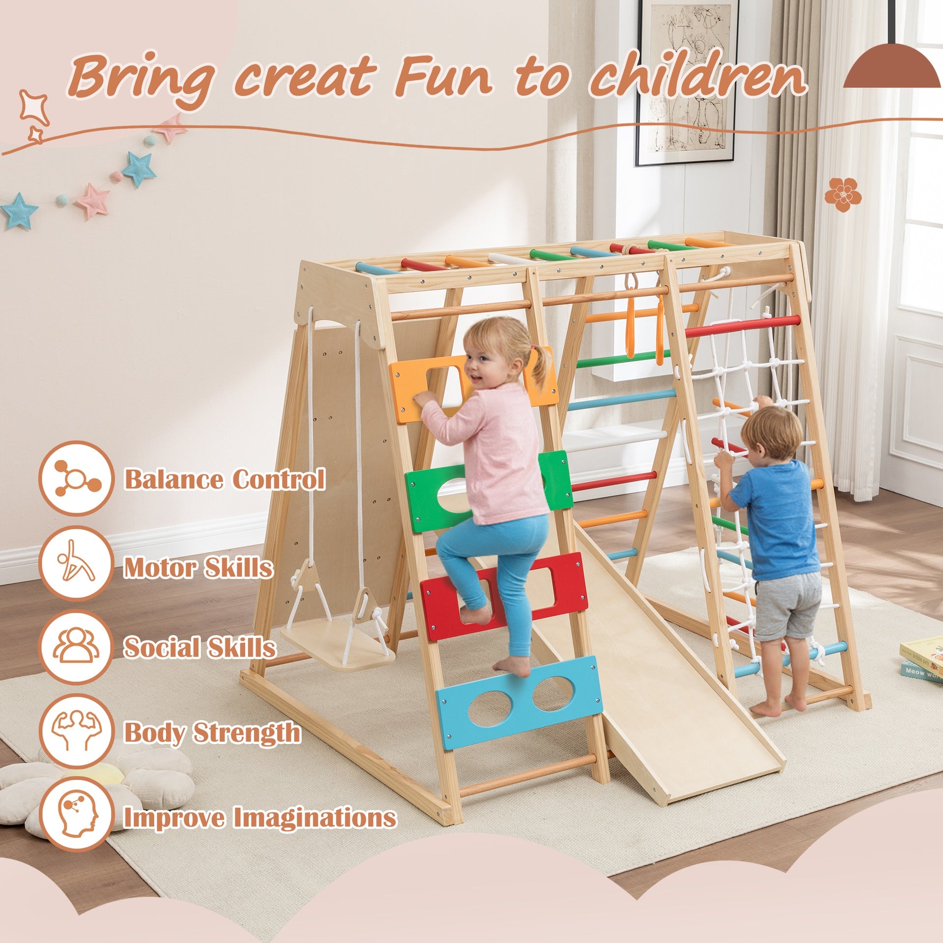 2-in-1 Slide & Climb Set: 9-in-1 Outdoor Playset for Motor Skills, Fun & Safe Play