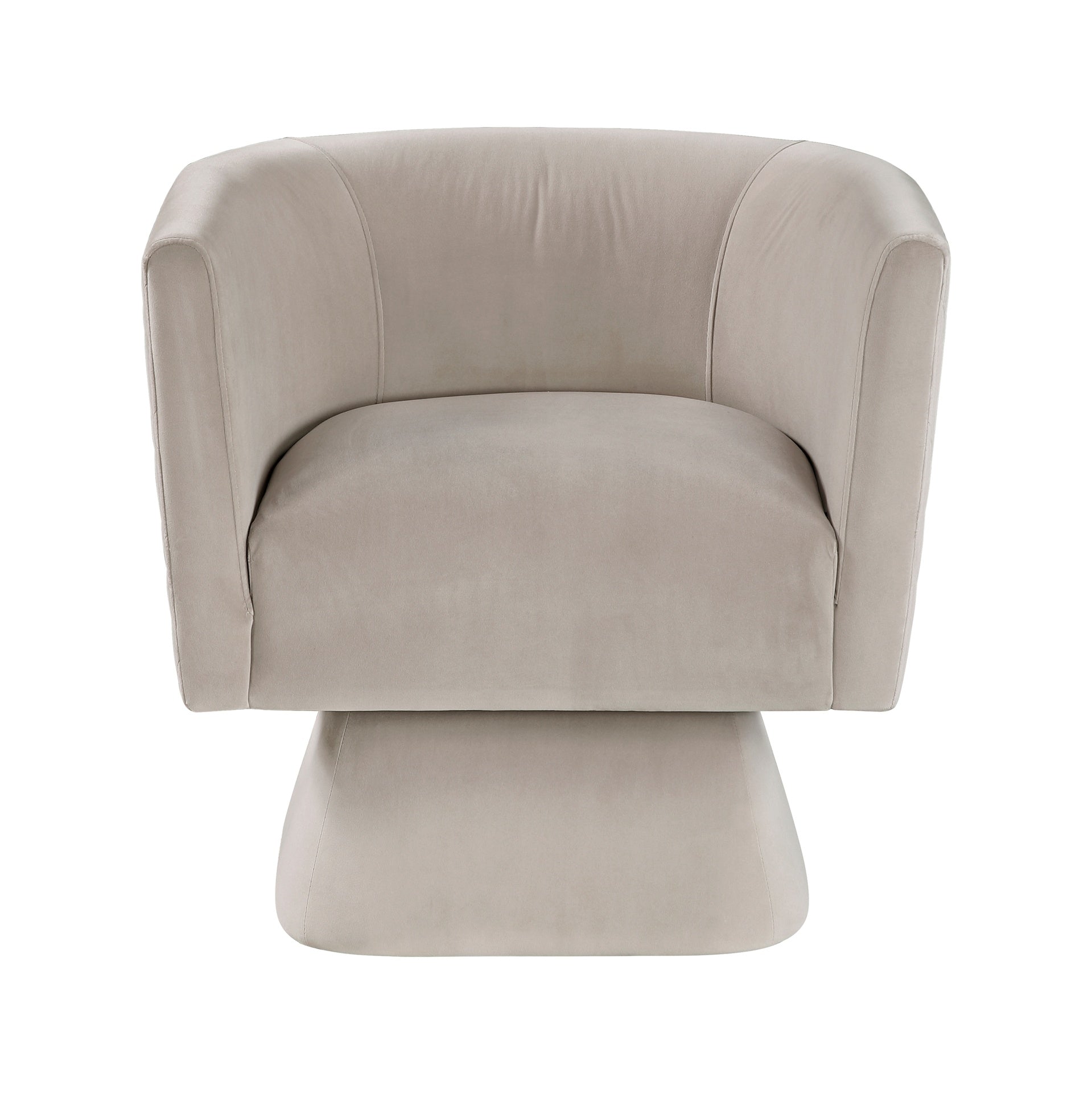 1pc Swivel Chair Taupe Velvet Fabric Upholstery Solid Wood Diamond Pattern Stitched Back Comfort Chair Living Room Furniture