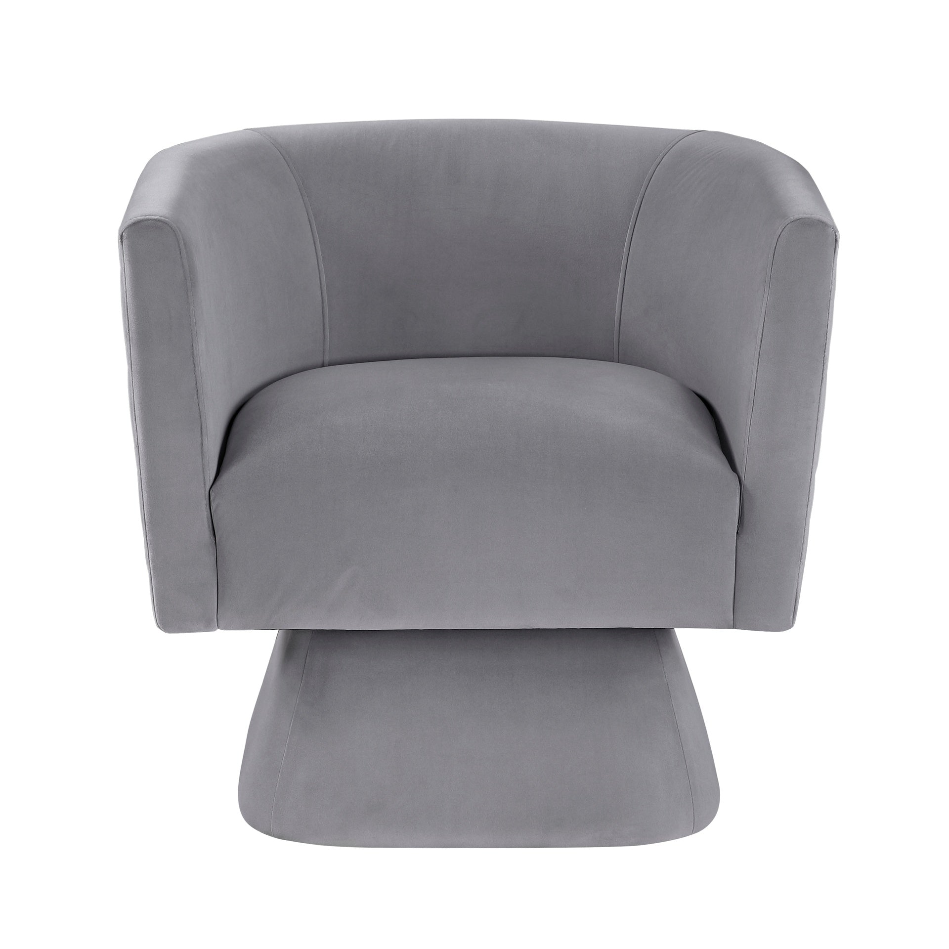 1pc Swivel Chair Gray Velvet Fabric Upholstery Solid wood Diamond Pattern Stitched Back Comfort Chair Living Room Furniture