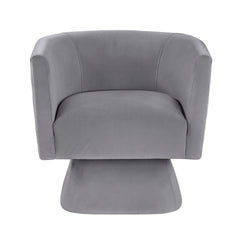 1pc Swivel Chair Gray Velvet Fabric Upholstery Solid wood Diamond Pattern Stitched Back Comfort Chair Living Room Furniture