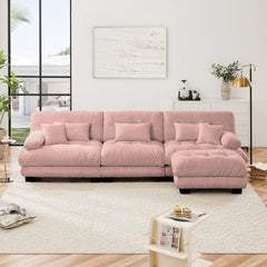Luxury Modular Sectional Sofa Couch,Oversized L Shaped Cloud Couch for Living Room,Deep Seat Sofa Couch with Convertible Ottoman,Chenille Pink