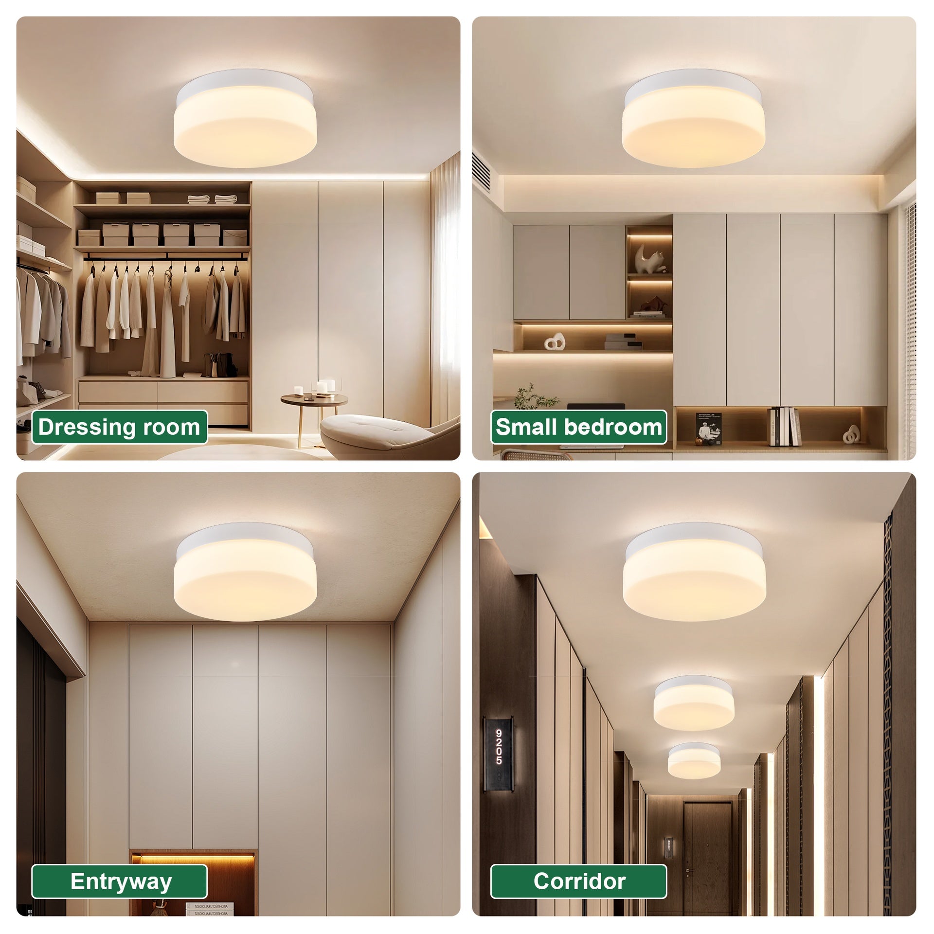 1 PACK LED Flush Mount Ceiling Light Fixture, Modern Kitchen Recessed Ceiling Lamp 24W 12 Inch Closet Round Surface for Bathroom Laundry Bedroom Hallway(White)