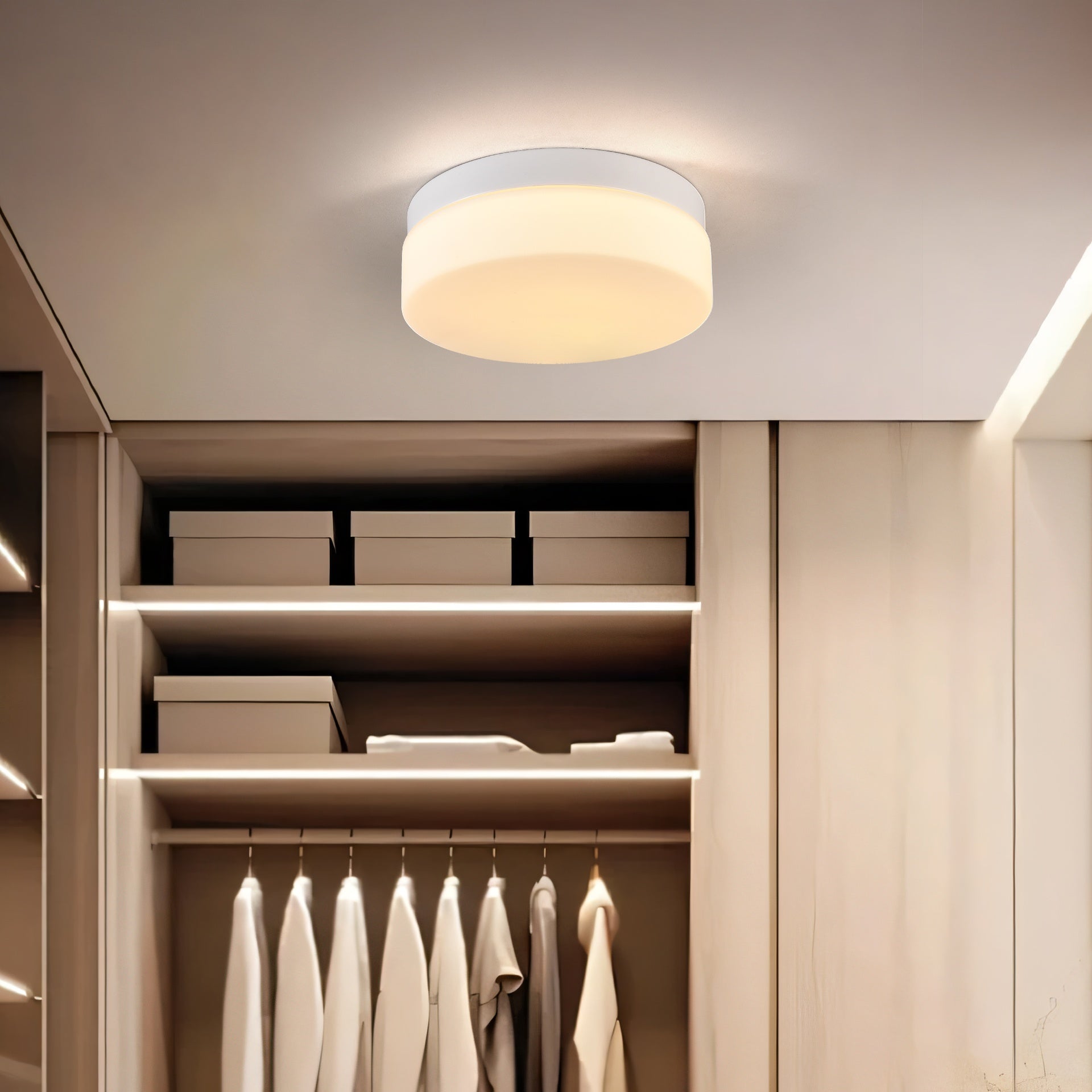 1 PACK LED Flush Mount Ceiling Light Fixture, Modern Kitchen Recessed Ceiling Lamp 24W 12 Inch Closet Round Surface for Bathroom Laundry Bedroom Hallway(White)