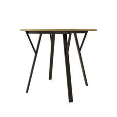 35.43 Inch Round Dining Table, Small Circle Kitchen Table with Metal Black Legs for 2-4 people,Modern Dining Room Table, Brown (only table)