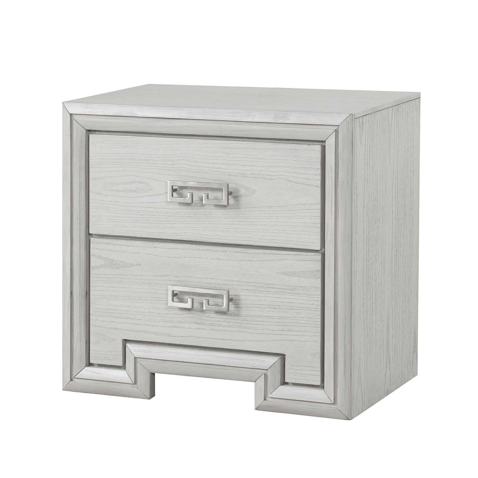 Transitional Style 1pc Nightstand USB Port Metal Handle French and English Dovetail Drawers Rustic White Finish Bedroom Furniture