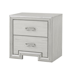 Transitional Style 1pc Nightstand USB Port Metal Handle French and English Dovetail Drawers Rustic White Finish Bedroom Furniture