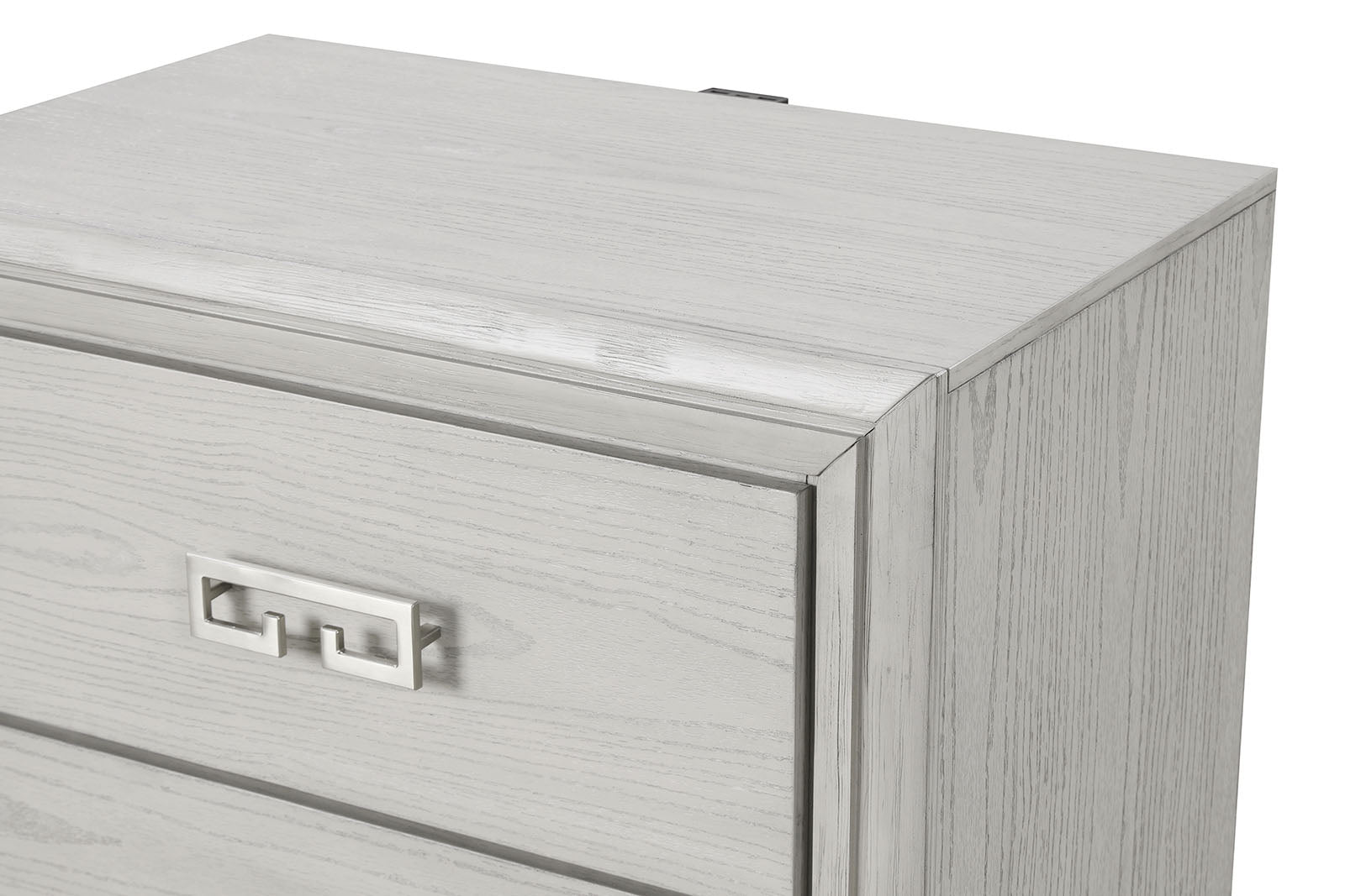 Transitional Style 1pc Nightstand USB Port Metal Handle French and English Dovetail Drawers Rustic White Finish Bedroom Furniture
