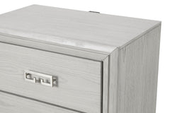 Transitional Style 1pc Nightstand USB Port Metal Handle French and English Dovetail Drawers Rustic White Finish Bedroom Furniture