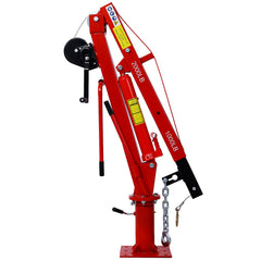 Hydraulic Pickup Truck Crane with Hand Winch  , Pickup Truck Bed Hoist Jib Crane- 2000-Lb. Capacity  Red