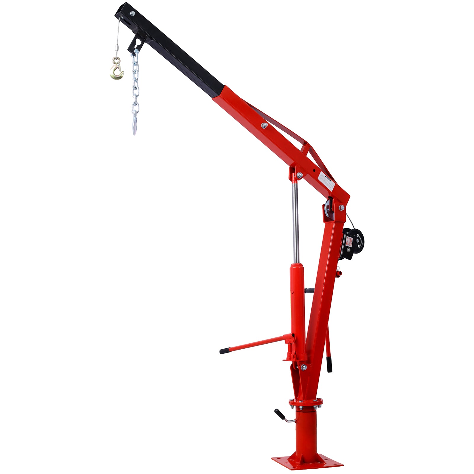 Hydraulic Pickup Truck Crane with Hand Winch  , Pickup Truck Bed Hoist Jib Crane- 2000-Lb. Capacity  Red