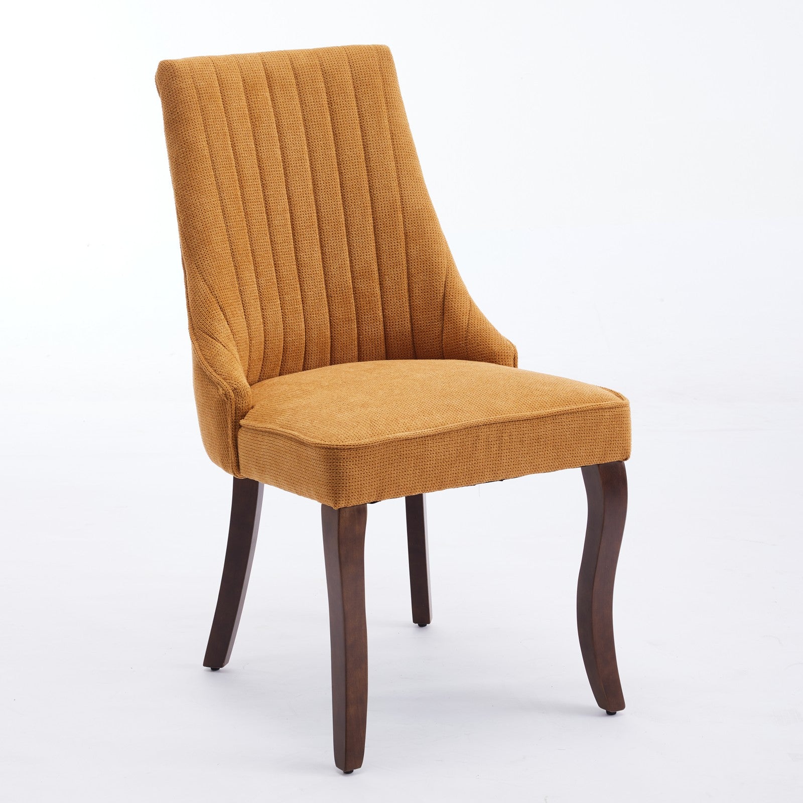 Rayon Cloth Flocking Linen Dining Chairs Channel Kitchen Dinner Chair Comfy Fabric Upholstered Accent Chair for Dining Room with Curved Solid Wood Legs,Set of 2 (Gold), SW1847GL
