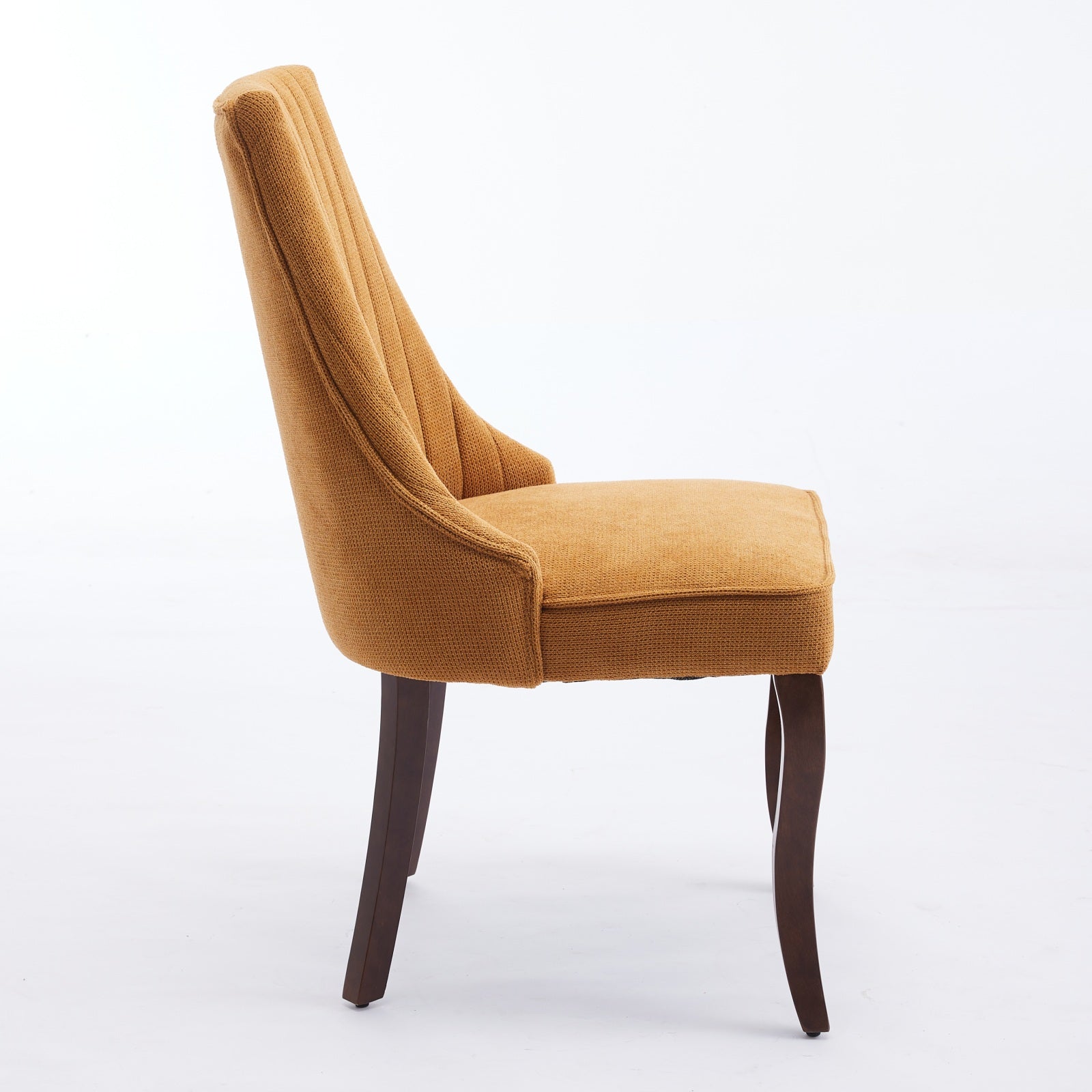 Rayon Cloth Flocking Linen Dining Chairs Channel Kitchen Dinner Chair Comfy Fabric Upholstered Accent Chair for Dining Room with Curved Solid Wood Legs,Set of 2 (Gold), SW1847GL