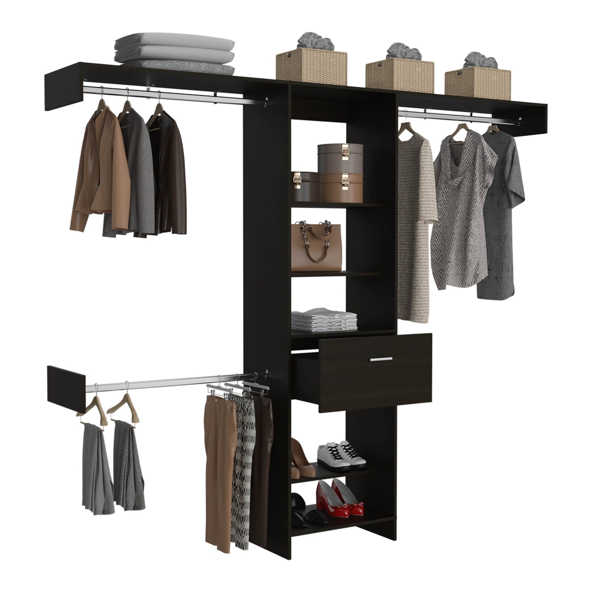 250 Closet System British, Bedroom, Black