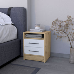 Philadelphia Nightstand, Two Drawers, Concealed Shelf
