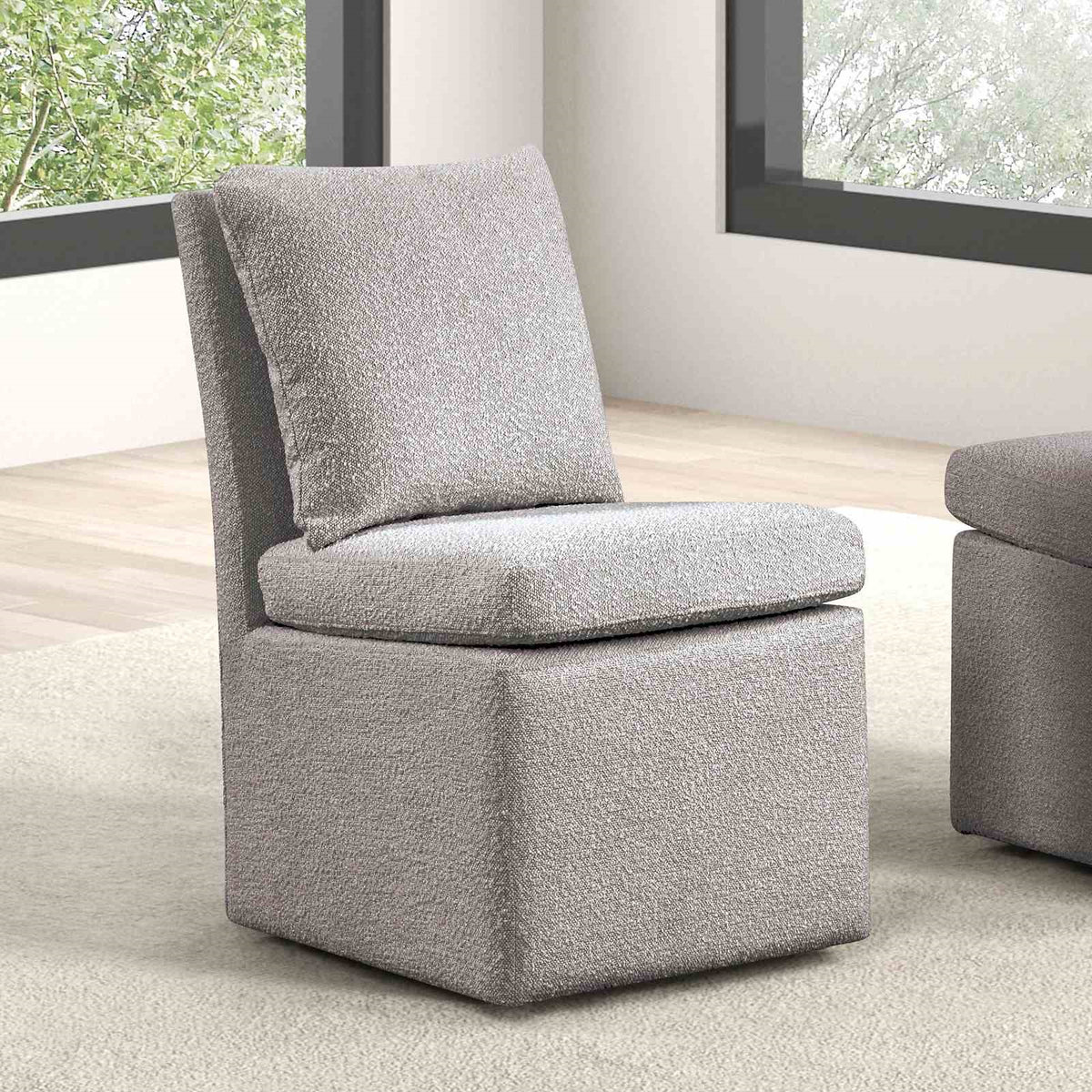 Light Gray Finish Contemporary Style 1pc Dining Chair Casters Removable Back Pillow Dining Room