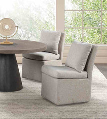 Light Gray Finish Contemporary Style 1pc Dining Chair Casters Removable Back Pillow Dining Room