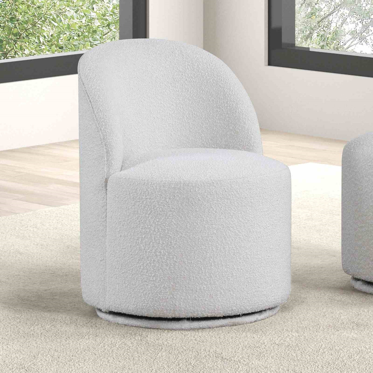 Contemporary Style 1pc Dining Swivel Chair 360 Rotate White Finish Dining Room