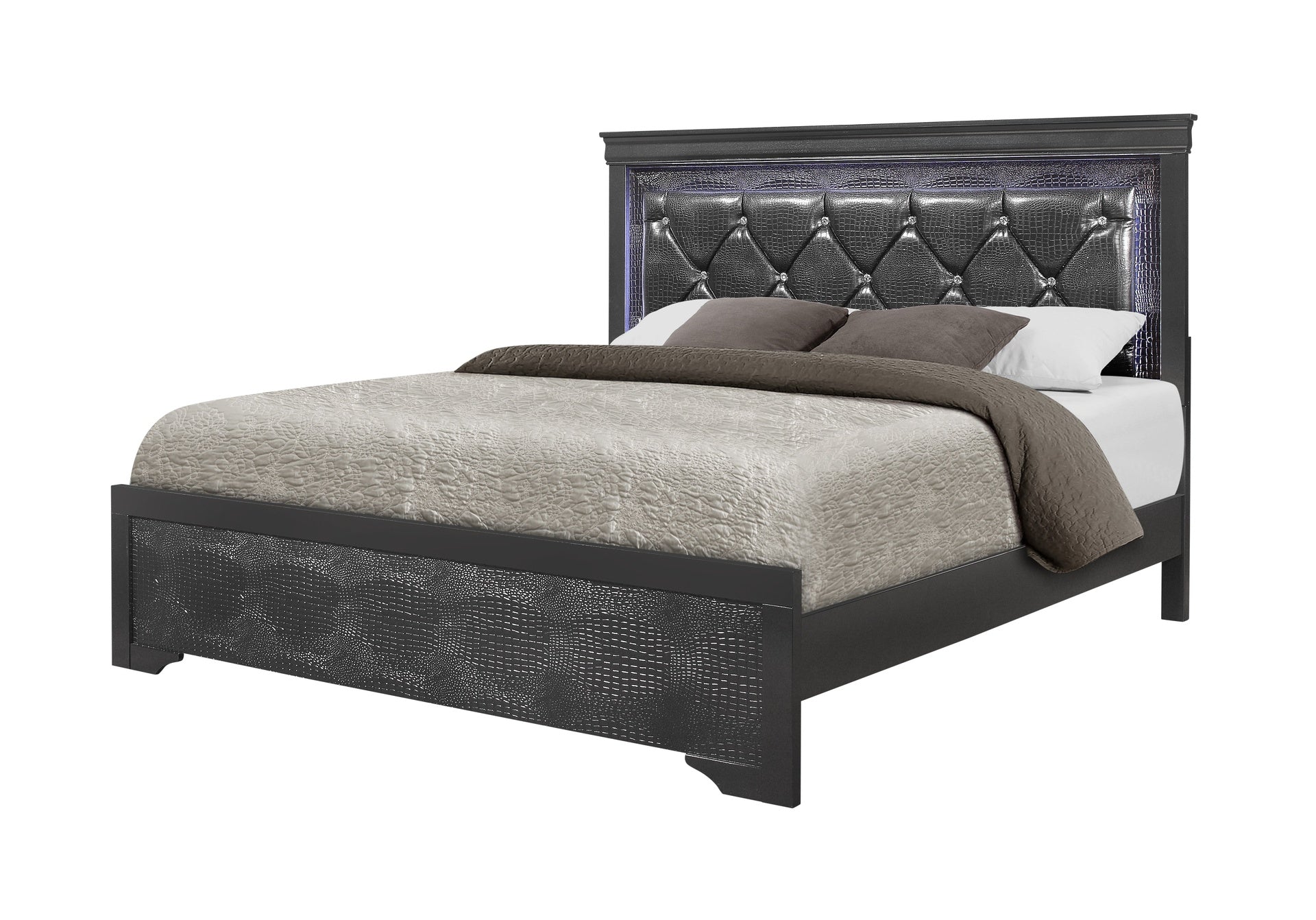 SHAKER METALLIC GREY FULL BED WITH LED