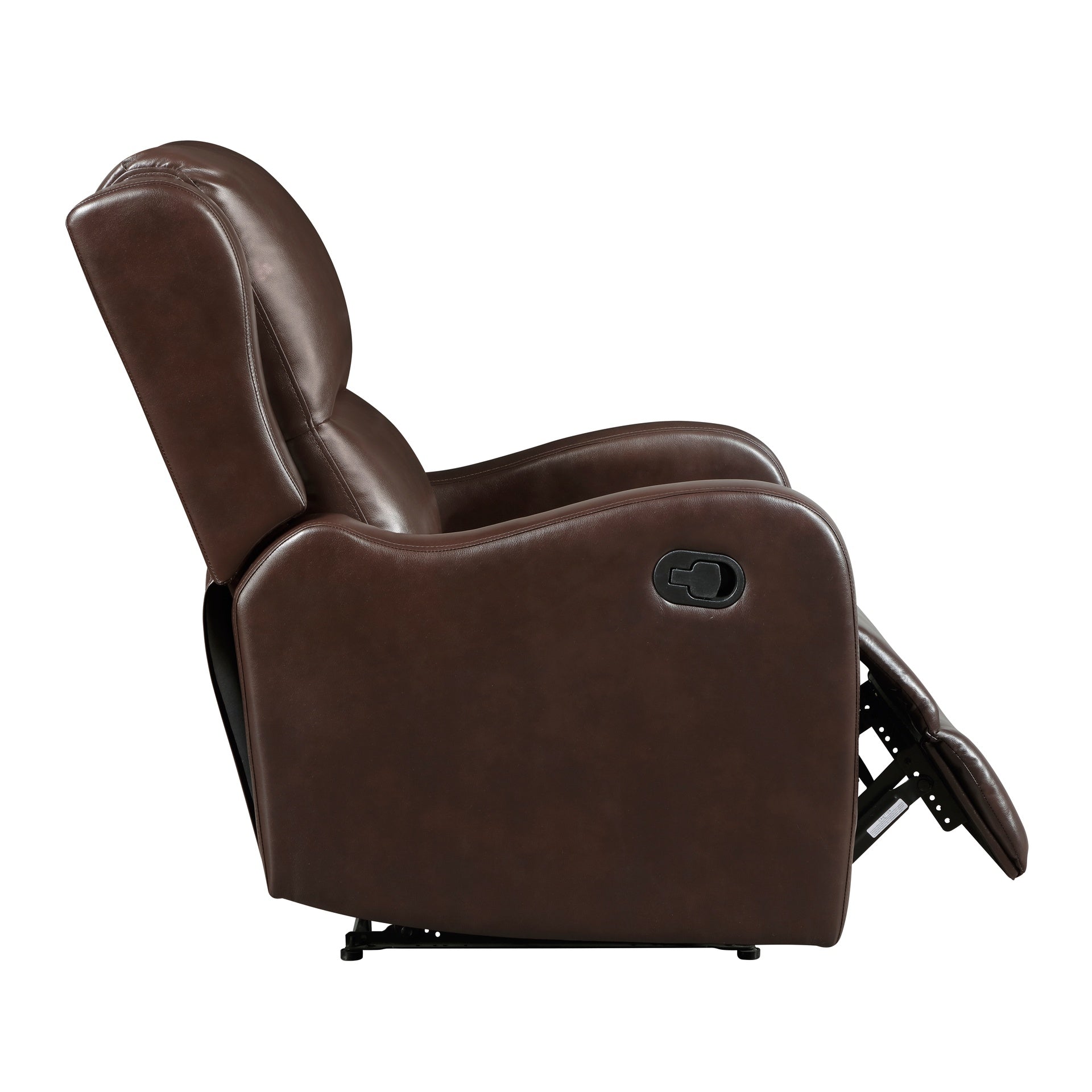 Brown Reclining Chair 1pc Comfort Seating Faux Leather Upholstery Living Room Furniture Solid Wood