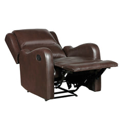 Brown Reclining Chair 1pc Comfort Seating Faux Leather Upholstery Living Room Furniture Solid Wood