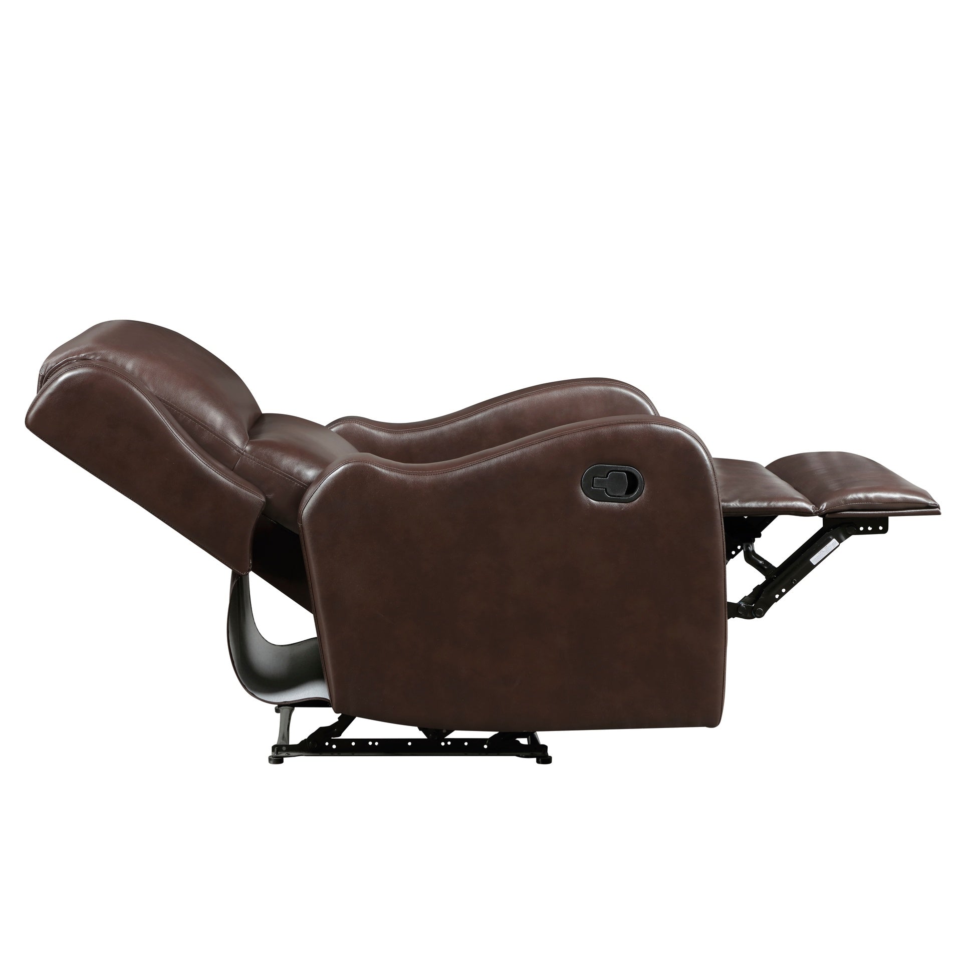 Brown Reclining Chair 1pc Comfort Seating Faux Leather Upholstery Living Room Furniture Solid Wood