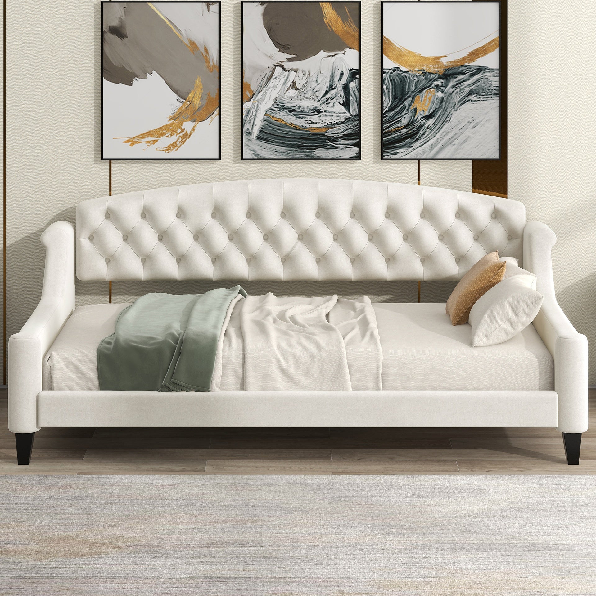 Modern Luxury Tufted Button Daybed,Twin,Beige