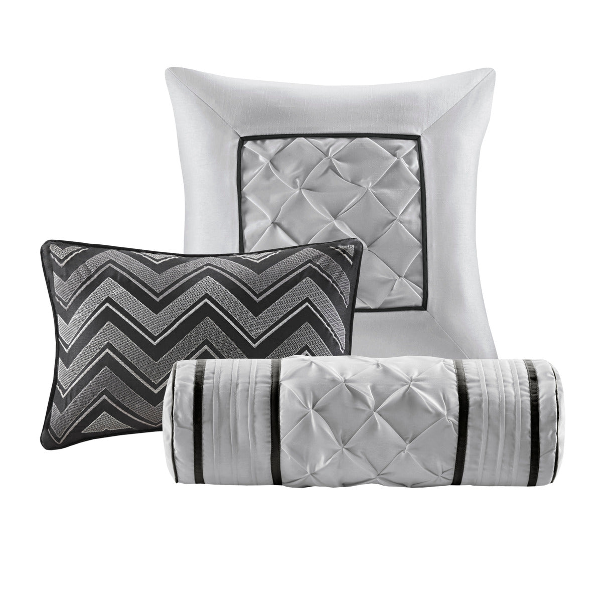 7 Piece Tufted Comforter Set Black Cal King