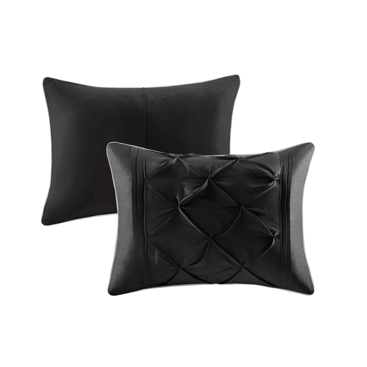 7 Piece Tufted Comforter Set Black Cal King