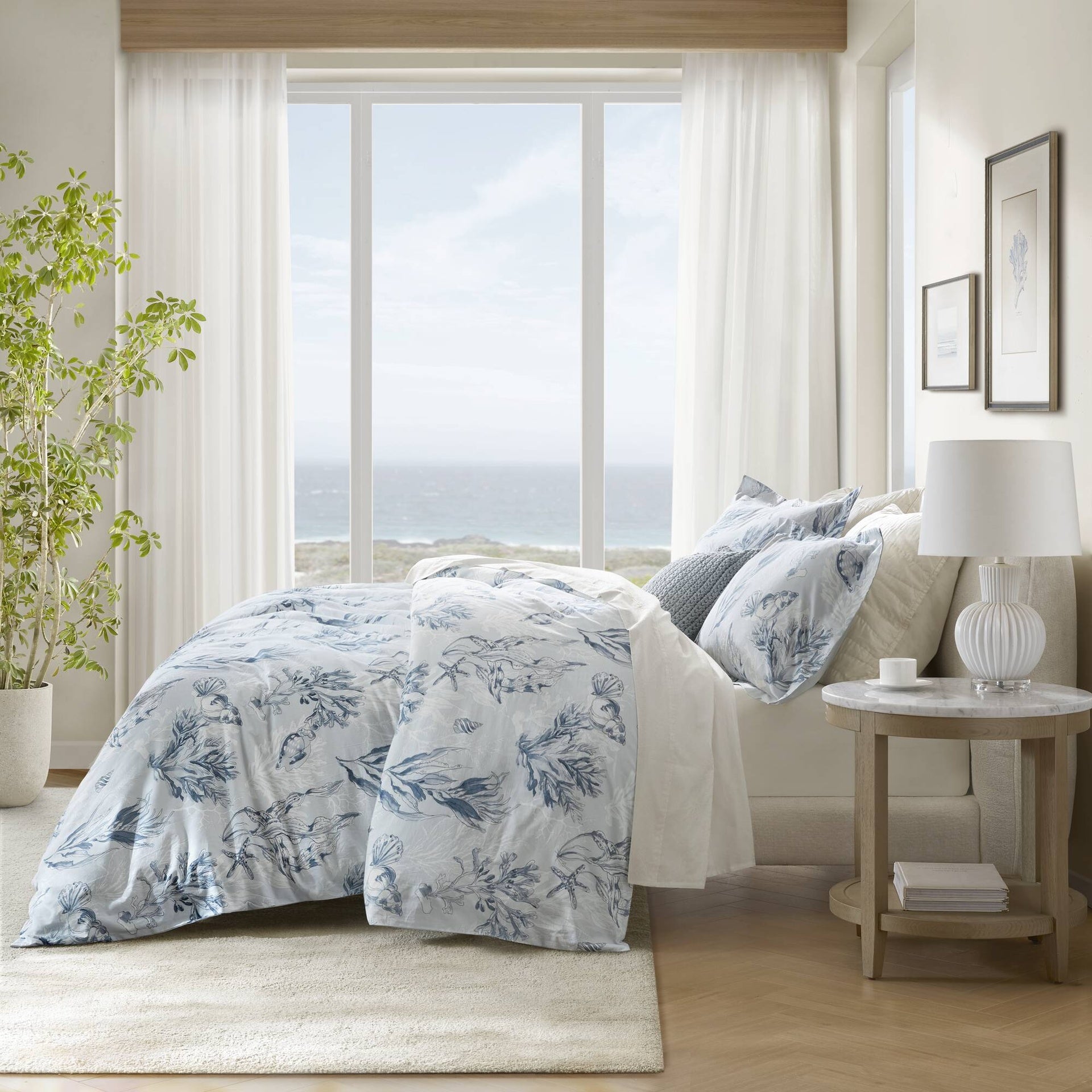 3-Piece Full/Queen 100% Cotton Sateen Duvet Cover Set,Navy/Blue