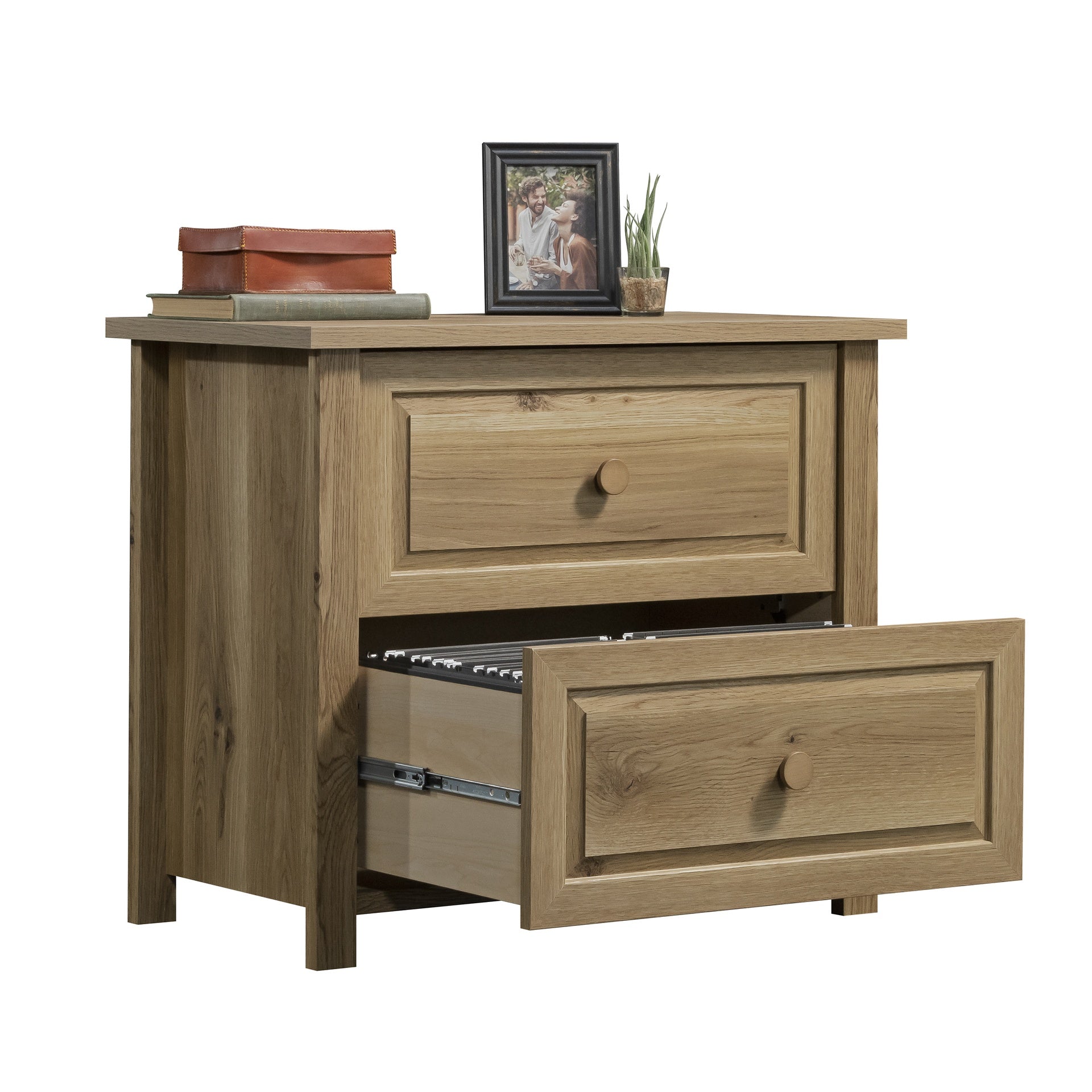 Lateral File with Farmhouse Style, Brown finish
