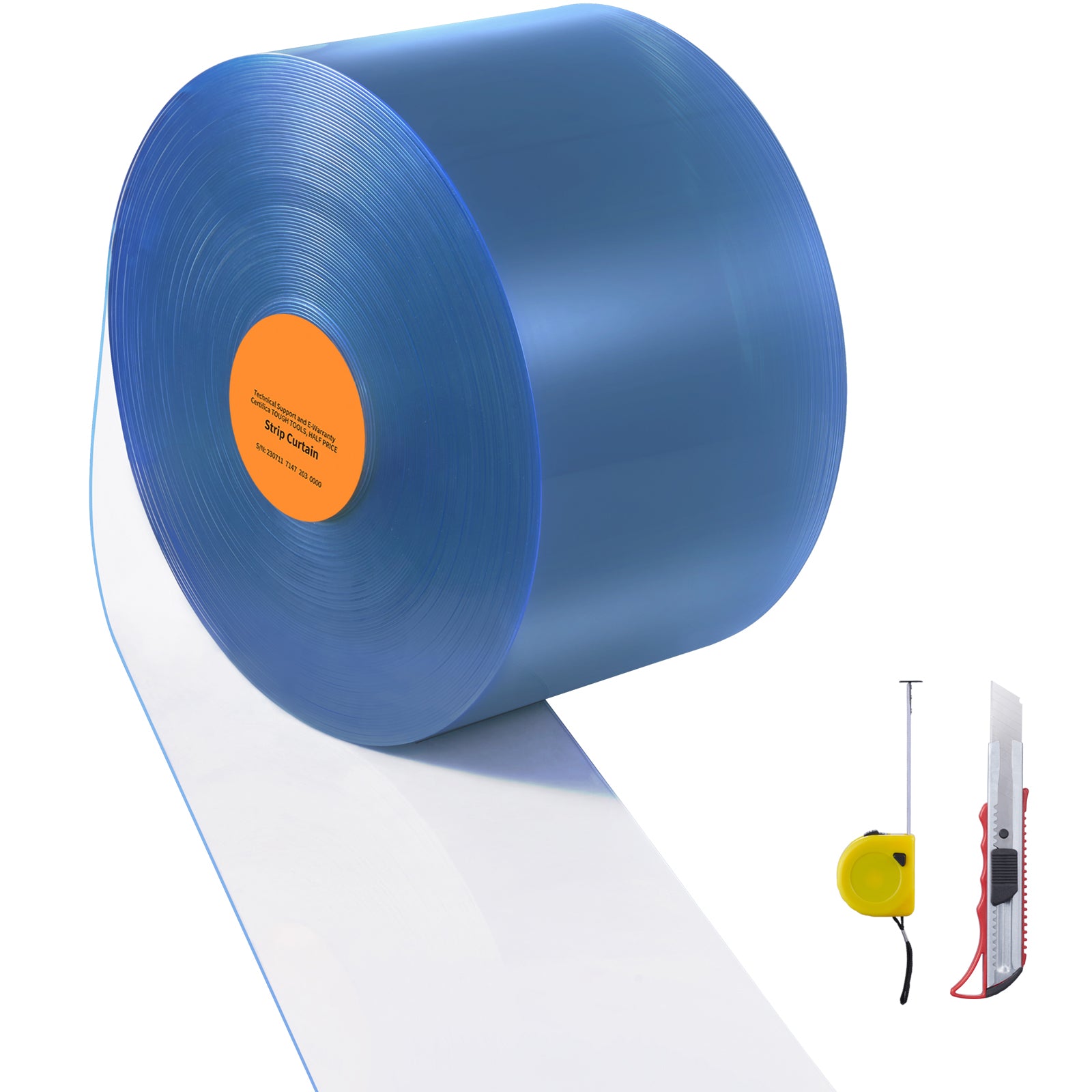 Strip Curtain, 164' Length x 8" Width x 0.08" Thickness, Clear PVC Smooth Curtain Strip Door Bulk Roll, Plastic Door Strips for Doorways of Supermarket, Garage, Warehouse, Barn, Pet Animal House
