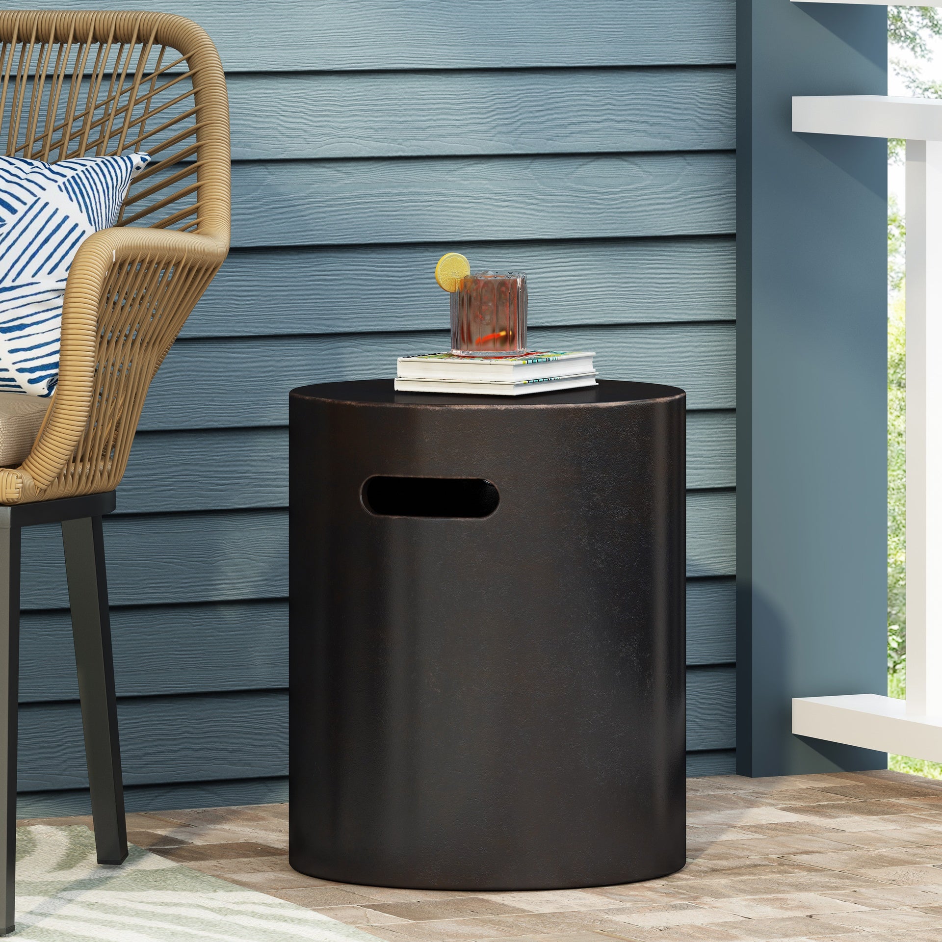 Outdoor LightWeight Concrete Side Table,Copper