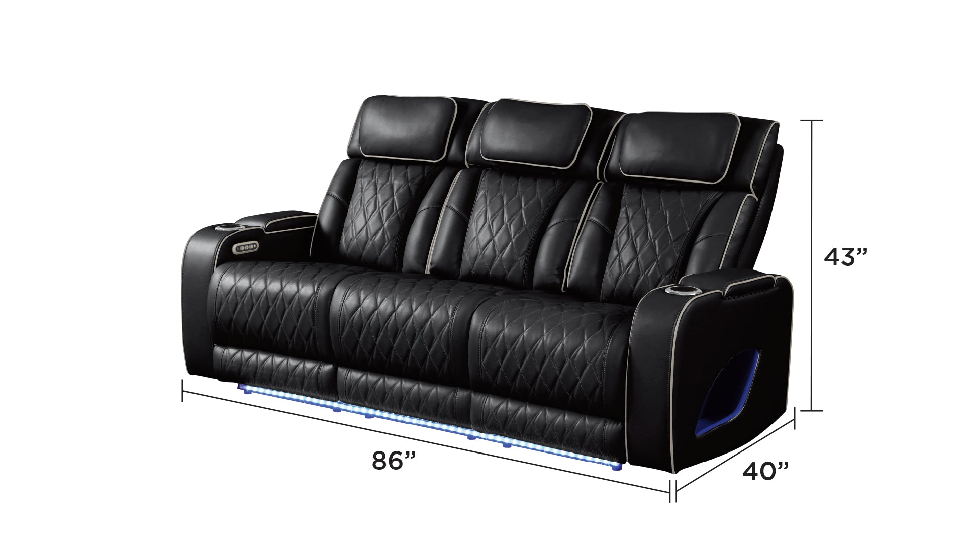 Fortuner Modern Style Upholstery Recliner 2PC Livingroom Set Made with Wood & Massage Function Included-Black (NJ Inventory)