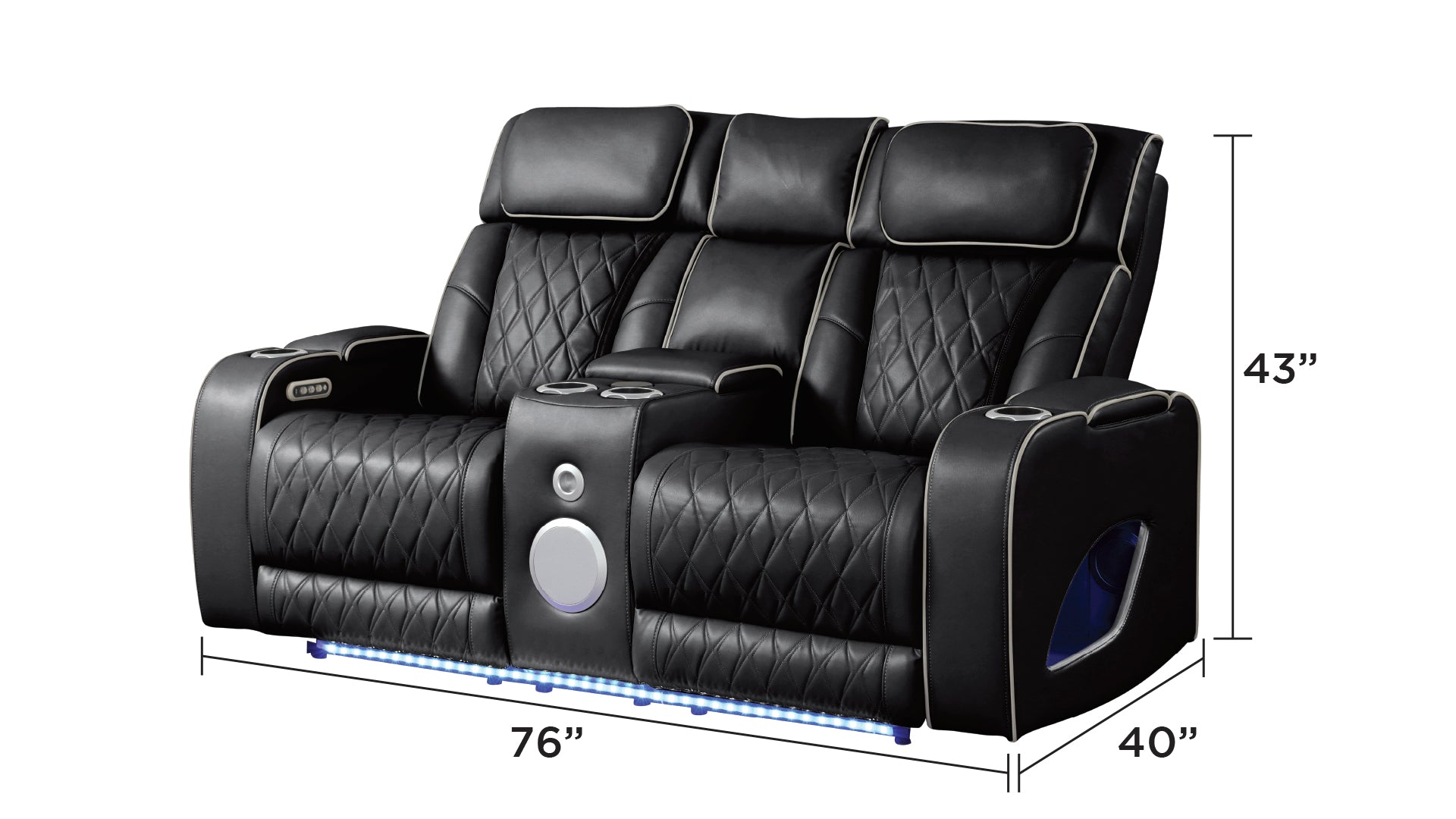 Fortuner Modern Style Upholstery Recliner Loveseat Made with Wood & Massage Function Included-Black      same asG150109100  (NJ inventory)