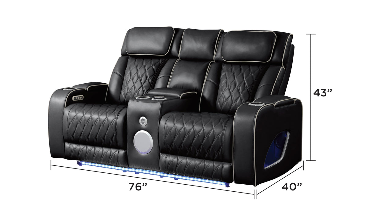 Fortuner Modern Style Upholstery Recliner Loveseat Made with Wood & Massage Function Included-Black      same asG150109100  (NJ inventory)