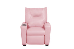 Evelyne 23"W Pink PU Leather Kids Recliner Chair with Cupholder