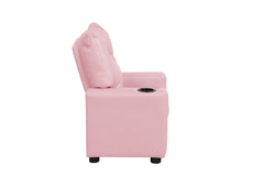 Evelyne 23"W Pink PU Leather Kids Recliner Chair with Cupholder